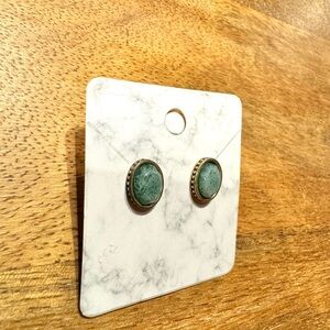 Fossil brand earrings - brass with jade green stones.
